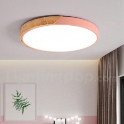 Nordic Macaron Modern Contemporary Round Wood Ceiling Light