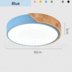 Nordic Macaron Modern Contemporary Round Wood Ceiling Light