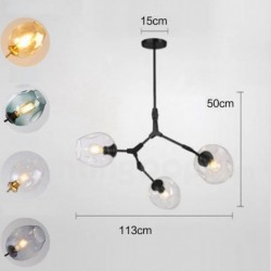 Nordic Modern Contemporary Bean Macaron Chandelier with Glass Shade