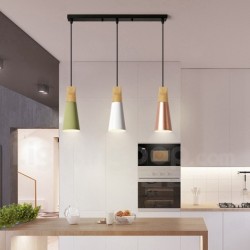 Nordic Macaron Modern Contemporary 1 Light Wood Chandelier