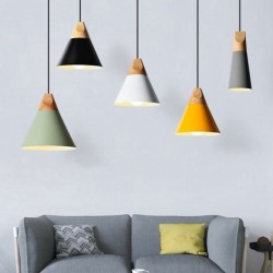 Nordic Macaron Modern Contemporary 1 Light Wood Chandelier