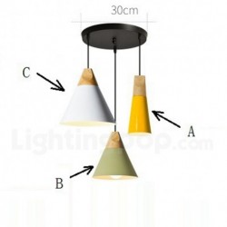 Nordic Macaron Modern Contemporary 1 Light Wood Chandelier