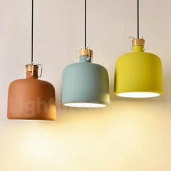 Nordic Macaron Round 1 Light Modern Contemporary Wood Chandelier