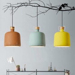 Nordic Macaron Round 1 Light Modern Contemporary Wood Chandelier