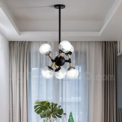 Modern Contemporary Nordic Bean Chandelier with Glass Shade