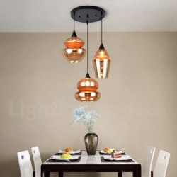 Nordic Modern Contemporary 3 Light Round Chandelier with Glass Shade