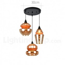 Nordic Modern Contemporary 3 Light Round Chandelier with Glass Shade