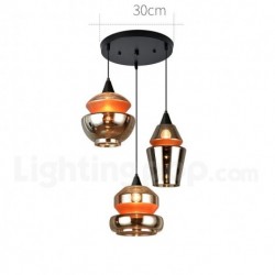 Nordic Modern Contemporary 3 Light Round Chandelier with Glass Shade