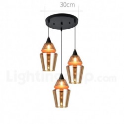 Nordic Modern Contemporary 3 Light Round Chandelier with Glass Shade