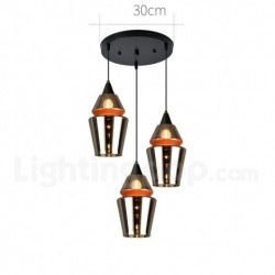 Nordic Modern Contemporary 3 Light Round Chandelier with Glass Shade