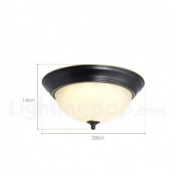 Rustic / Lodge Nordic Pure Brass Round Ceiling Light with Glass Shade