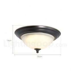 Rustic / Lodge Nordic Pure Brass Round Ceiling Light with Glass Shade