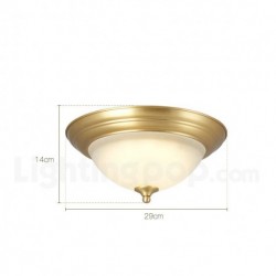 Rustic / Lodge Nordic Pure Brass Round Ceiling Light with Glass Shade