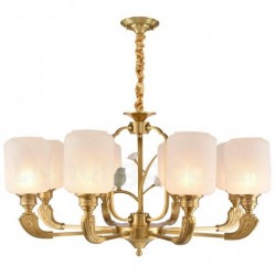 European Pure Brass Chandelier with Glass Shade