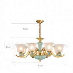 European Pure Brass Macaron Chandelier with Glass Shade