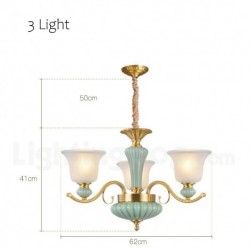 European Pure Brass Macaron Chandelier with Glass Shade