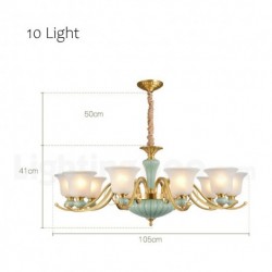 European Pure Brass Macaron Chandelier with Glass Shade