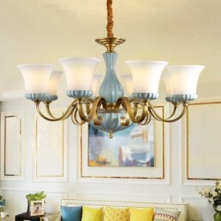 European Macaron Pure Brass Ceramics Chandelier