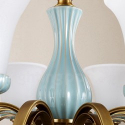 European Macaron Pure Brass Ceramics Chandelier