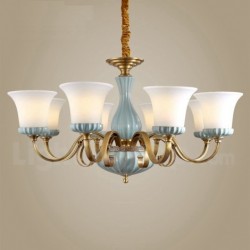 European Macaron Pure Brass Ceramics Chandelier