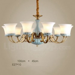 European Macaron Pure Brass Ceramics Chandelier