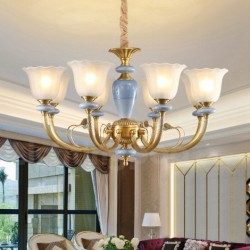 European Pure Brass Ceramics Luxurious Macaron Chandelier