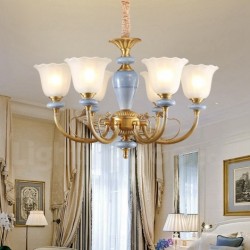 European Pure Brass Ceramics Luxurious Macaron Chandelier