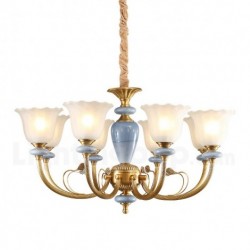 European Pure Brass Ceramics Luxurious Macaron Chandelier