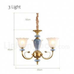 European Pure Brass Ceramics Luxurious Macaron Chandelier