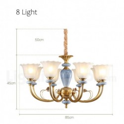 European Pure Brass Ceramics Luxurious Macaron Chandelier