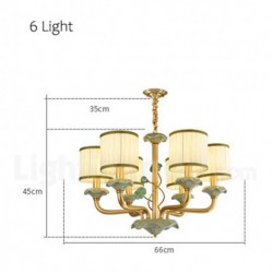 Pure Brass Ceramics Macaron European Chandelier with Fabric Shade