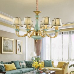 European Pure Brass Luxurious Ceramics Chandelier