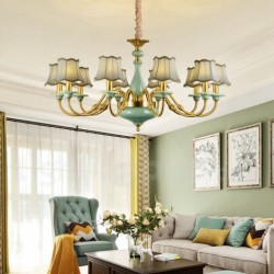 European Pure Brass Luxurious Ceramics Chandelier