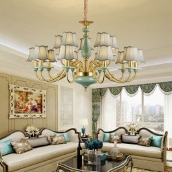 European Pure Brass Luxurious Ceramics Chandelier