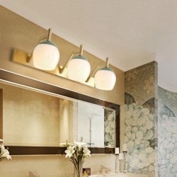 European Retro Pure Brass Bathroom Wall Light with Glass Shade