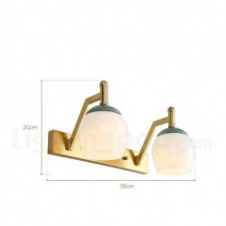 European Retro Pure Brass Bathroom Wall Light with Glass Shade