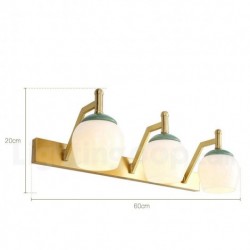 European Retro Pure Brass Bathroom Wall Light with Glass Shade