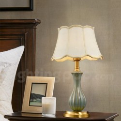 European Pure Brass Table Lamp with Fabric Shade