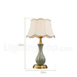 European Pure Brass Table Lamp with Fabric Shade