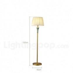 European Modern Contemporary Pure Brass Ceramics Floor Lamp with Fabric Shade