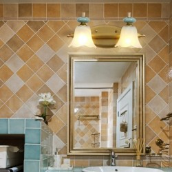 European Pure Brass Wall Light with Glass Shade