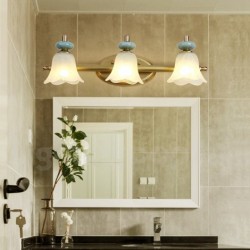 European Pure Brass Wall Light with Glass Shade