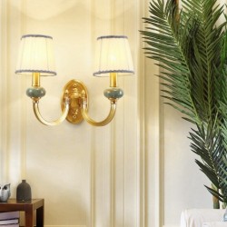 European Pure Brass Wall Light with Fabric Shade