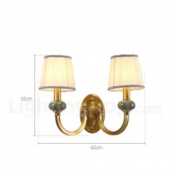 European Pure Brass Wall Light with Fabric Shade