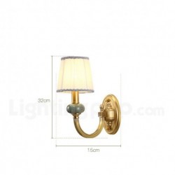 European Pure Brass Wall Light with Fabric Shade