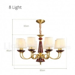 Pure Brass Ceramics European Chandelier with Fabric Shade