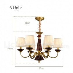 Pure Brass Ceramics European Chandelier with Fabric Shade