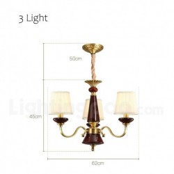 Pure Brass Ceramics European Chandelier with Fabric Shade