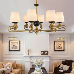 Pure Brass American Chandelier with Fabric Shade