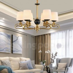 Pure Brass American Chandelier with Fabric Shade